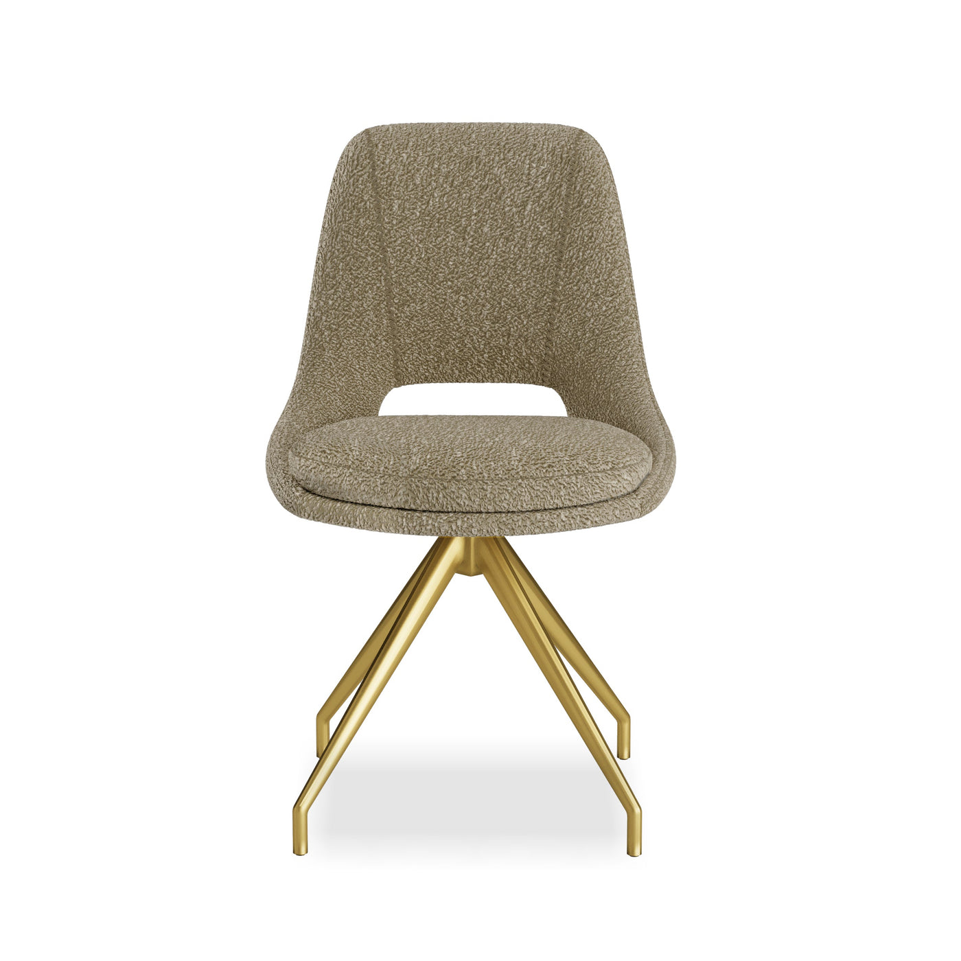 Leon Boucle Fabric Swivel Dining Chairs With Gold Metal Legs - Pairs - 2 Colours