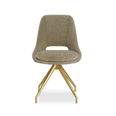 Leon Boucle Fabric Swivel Dining Chairs With Gold Metal Legs - Pairs - 2 Colours