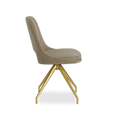 Leon Boucle Fabric Swivel Dining Chairs With Gold Metal Legs - Pairs - 2 Colours