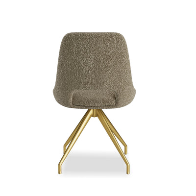 Leon Boucle Fabric Swivel Dining Chairs With Gold Metal Legs - Pairs - 2 Colours