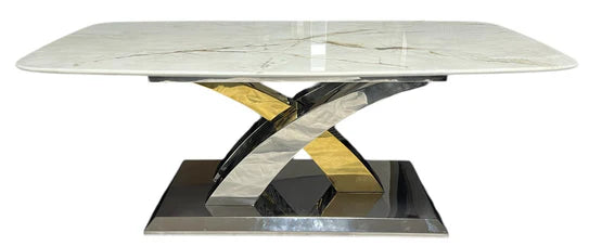 Lucy X Leg Gold Marble 120cm Coffee Table In 2 Colours