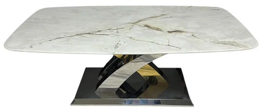Lucy X Leg Gold Marble 120cm Coffee Table In 2 Colours