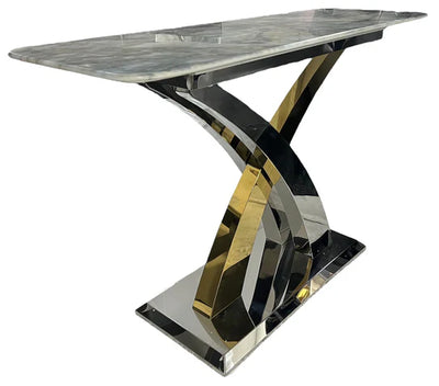 Lucy X Leg Gold Marble 120cm Console Table In 2 Colours