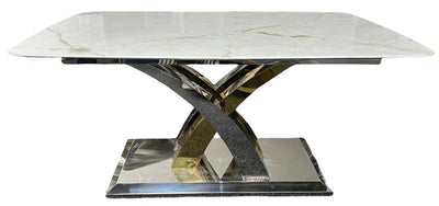 Lucy X Leg Gold 150cm Dining Table In 2 Colours
