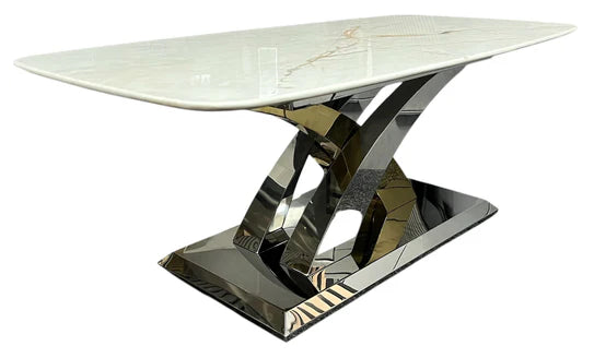 Lucy X Leg Gold 150cm Dining Table In 2 Colours