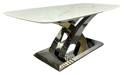 Lucy X Leg Gold 150cm Dining Table In 2 Colours