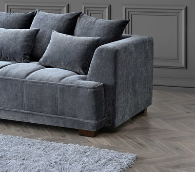 The Gracemary Steel Grey Boucle 3 + 2 Seater Premium Sofa Steel Boucle Fabric