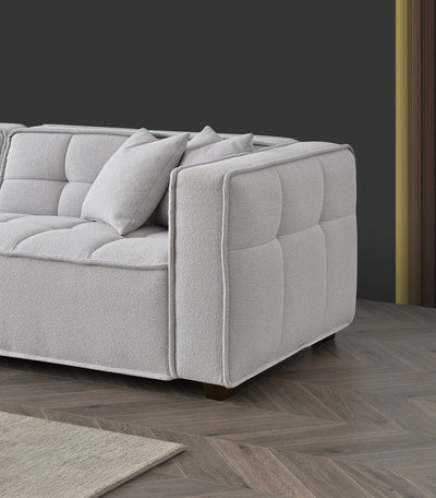 The Breva Putty Grey Boucle 4 Seater Premium Sofa Putty Grey Boucle Fabric