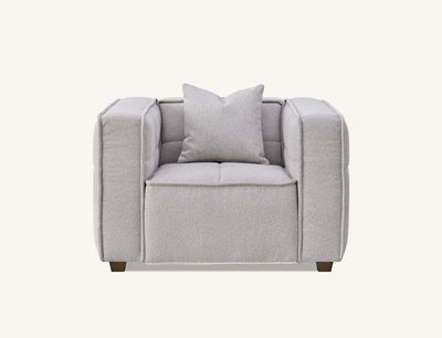 The Breva Putty Grey Boucle Armchair Premium Chair Putty Grey Boucle Fabric