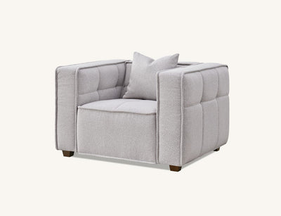 The Breva Putty Grey Boucle Armchair Premium Chair Putty Grey Boucle Fabric