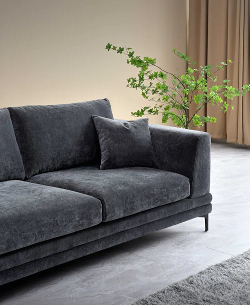 The Harlow Steel Grey Boucle 3 + 2 Seater Premium Sofa Steel Boucle Fabric