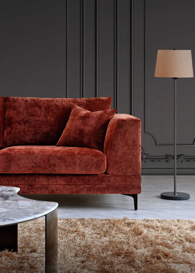 The Harlow Rust Red Boucle 3 + 2 Seater Premium Sofa Rust Boucle Fabric