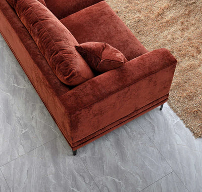 The Harlow Rust Red Boucle 3 + 2 Seater Premium Sofa Rust Boucle Fabric