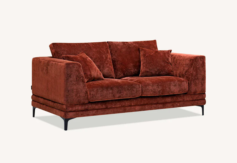 The Harlow Rust Red Boucle 3 + 2 Seater Premium Sofa Rust Boucle Fabric