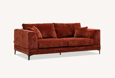 The Harlow Rust Red Boucle 3 + 2 Seater Premium Sofa Rust Boucle Fabric