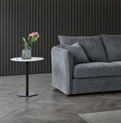 The Pebble Grey Boucle Corner Premium Sofa Fabric