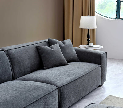 The Dakota Charcoal Grey Boucle 4 Seater With Chaise Premium Sofa Charcoal Boucle Fabric