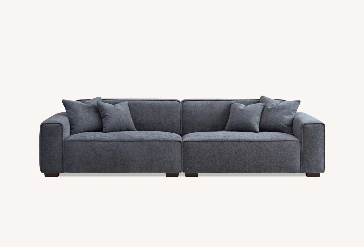 The Dakota Charcoal Grey Boucle 4 Seater With Chaise Premium Sofa Charcoal Boucle Fabric