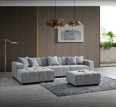 The Leonard Cloudy Grey Boucle Left Hand Corner Premium Sofa Cloudy Grey Boucle Fabric