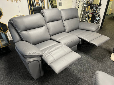 Roma 3, 2 or 1 Seater Recliner Sofa Grey, Black or Brown Leather