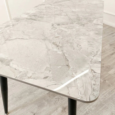 Titus 140cm Black Dining Table with Sintered Ceramic Stone Top + Dido Black Velvet Dining Chairs-Esme Furnishings