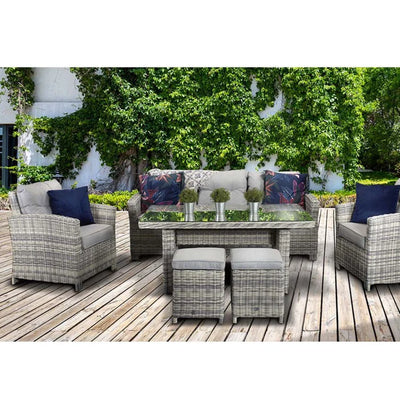 Amano Grey Rattan 3 Seater Sofa Garden Dining Set