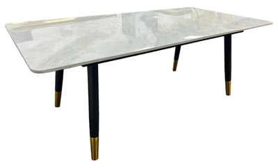 Venus 120cm Black Dining Table with Grey Ceramic Stone Top
