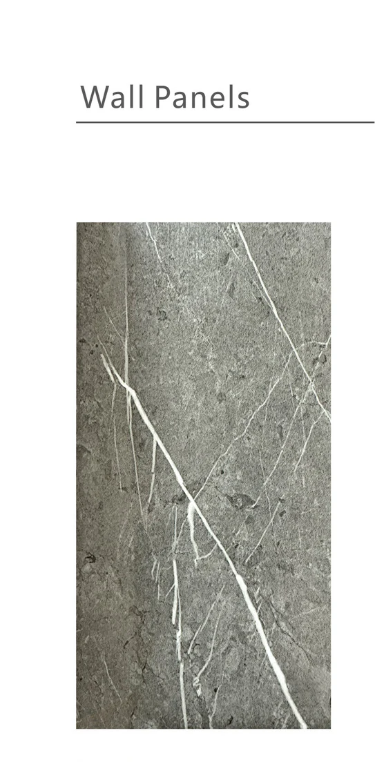 Media Wall Panels Pack Of x4 Dark Grey Marble Veins PVC Waterproof Wall Panels 240x60cm