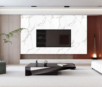 Media Wall Panels Pack Of x4 White Grey Marble Veins PVC Waterproof Wall Panels 240x60cm
