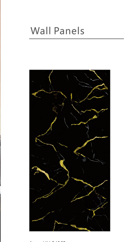 Media Wall Panels Pack Of x4 Gold Black Marble PVC Waterproof Wall Panels 240x60cm