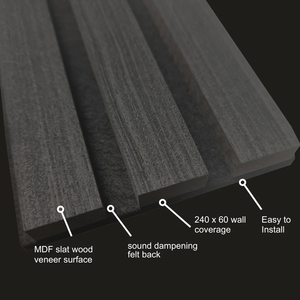 Acoustic Slatted Wall Panels Metallic Gold Pack Of x4 240 x 60cm