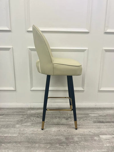 Astra Cream PU Leather Black / Gold Bar Stool