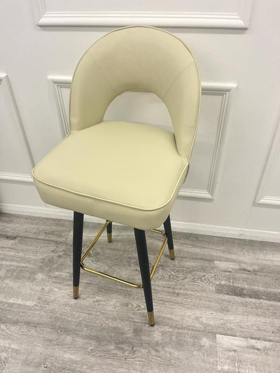 Astra Cream PU Leather Black / Gold Bar Stool