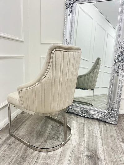 Carlton Beige/Chrome Plush Velvet Dining Chair