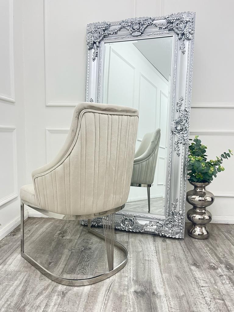 Carlton Grey/Chrome Plush Velvet Dining Chair