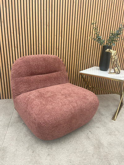 The Storm Boucle Premium Curved Sofa Blush Pink Boucle Fabric