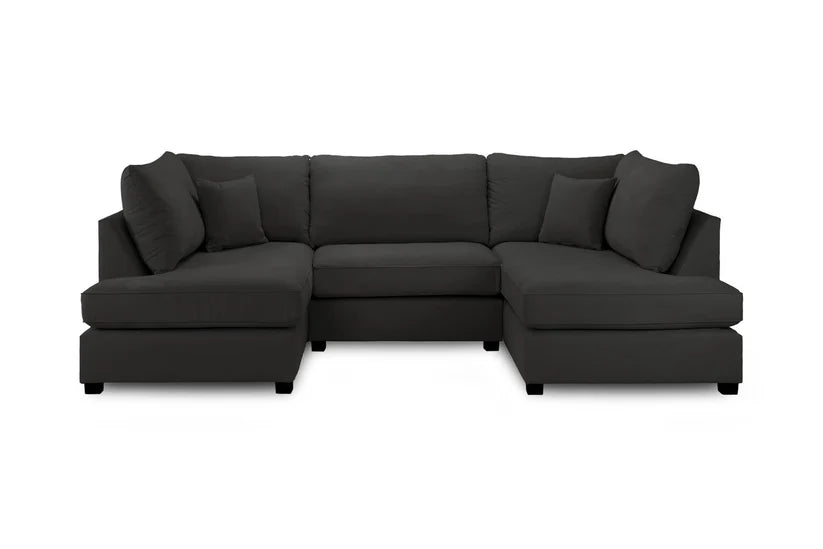 Carnaby Sofa Black Velvet U Shape Corner Sofa