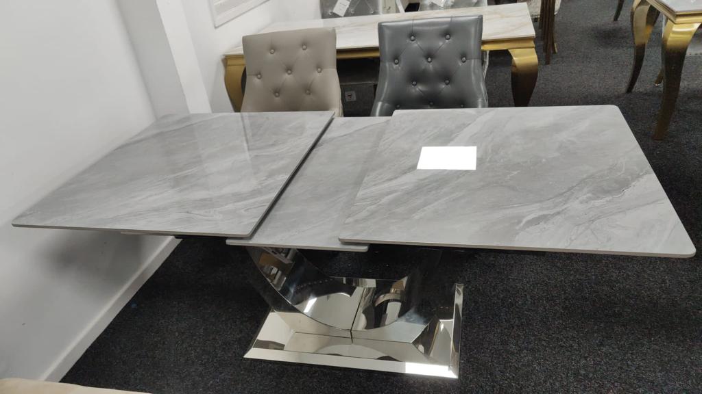 Arial 1.6-2.0m Extending Grey Ceramic Marble Dining Table