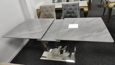 Arial 1.6-2.0m Extending Grey Ceramic Marble Dining Table