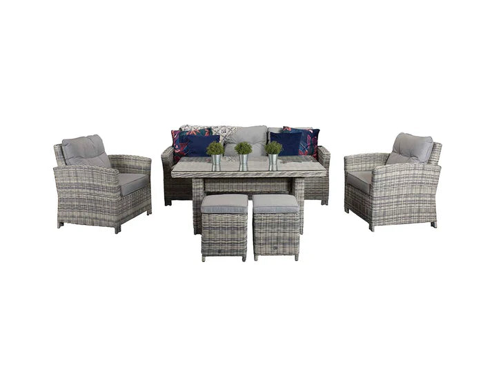 Amano Grey Rattan 3 Seater Sofa Garden Dining Set