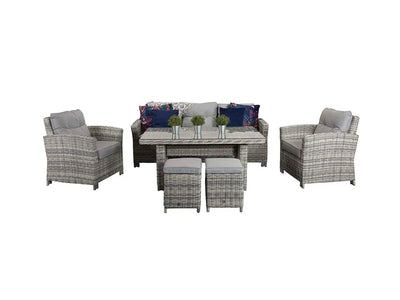 Amano Grey Rattan 3 Seater Sofa Garden Dining Set