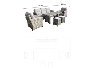 Amano Grey Rattan 3 Seater Sofa Garden Dining Set