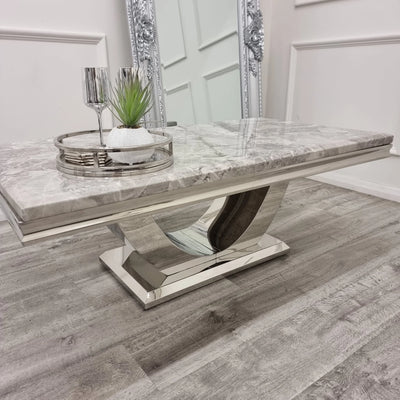 Arial 130cm Marble & Chrome Coffee Table - 5 Colours