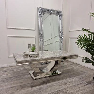 Arial 130cm Marble & Chrome Coffee Table - 5 Colours