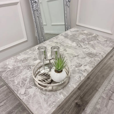 Arial 130cm Marble & Chrome Coffee Table - 5 Colours