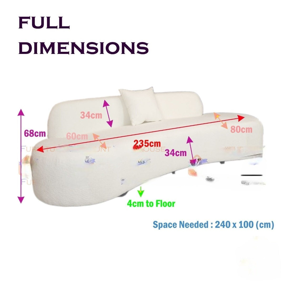 The Wave Beige Boucle Premium Sofa Beige Boucle Fabric