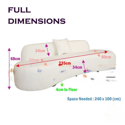 The Wave Beige Boucle Premium Sofa Beige Boucle Fabric