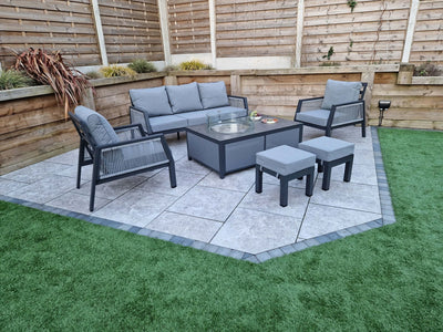 Boxley Outdoor Garden Grey Sofa, 2 Chairs & Gas Fire Pit Table Powder Coat
