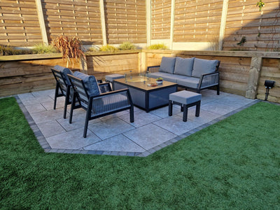 Boxley Outdoor Garden Grey Sofa, 2 Chairs & Gas Fire Pit Table Powder Coat