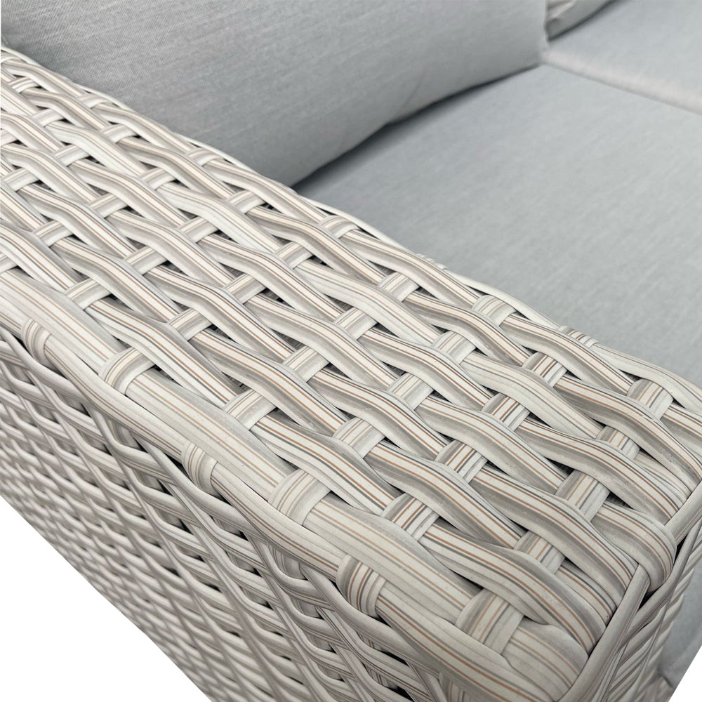 Bella Grey Garden Corner Sofa Outdoor Fire Pit Set Table & Cushion Set